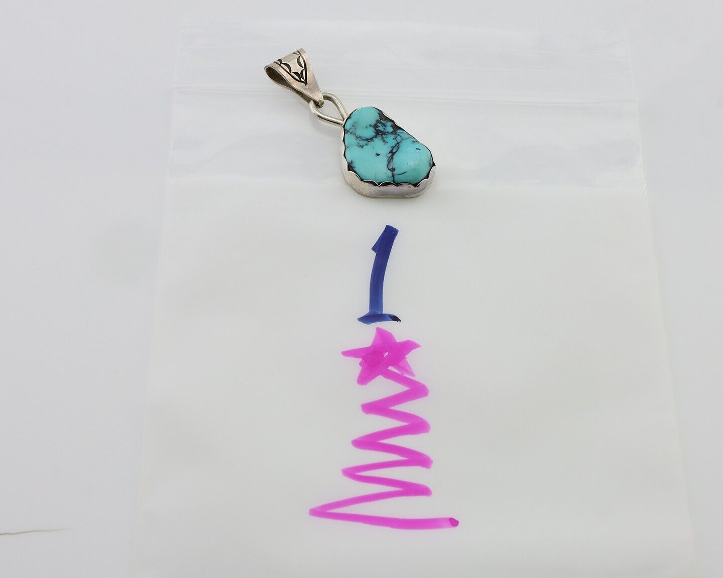 Navajo Necklace Pendant 925 Silver Turquoise Artist Tony Guerro C.80's