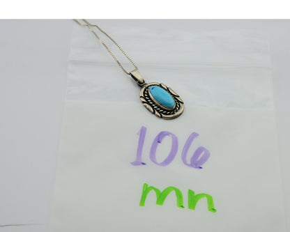 Navajo Necklace 925 Silver Natural Turquoise Artist M Montoya C.80's