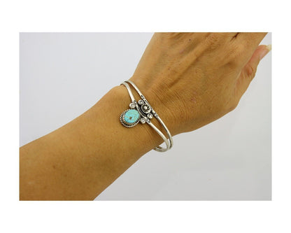 Navajo Cuff Bracelet 925 Silver Turquoise Cuff Native American Artist C.80's