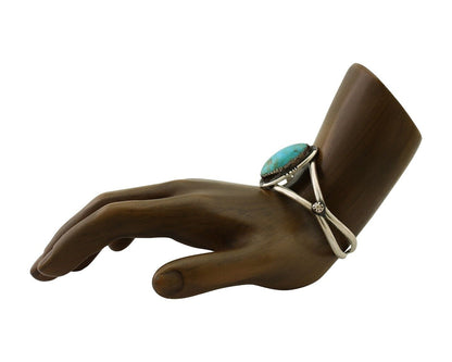 Navajo Bracelet 925 Silver Kingman Turquoise Artist Signed IJC C.80's