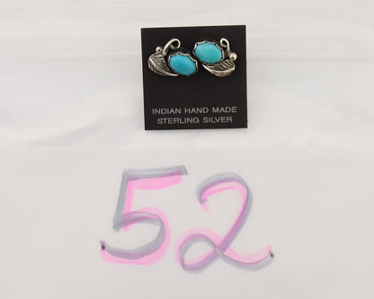 Navajo Handmade Earrings 925 Silver Natural Turquoise Native Artist C.80's