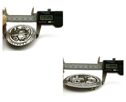 Navajo Ranger Buckle .925 Silver Artist Kirby Nez Hand Stamped C.80's