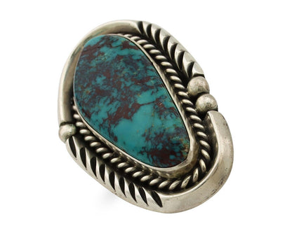 Navajo Ring 925 Silver Natural Blue Turquoise Artist Signed Ben S C.80's