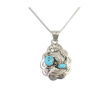 Navajo Necklace 925 Silver Turquoise Native Artist Signed Wilbert Benally C.80s