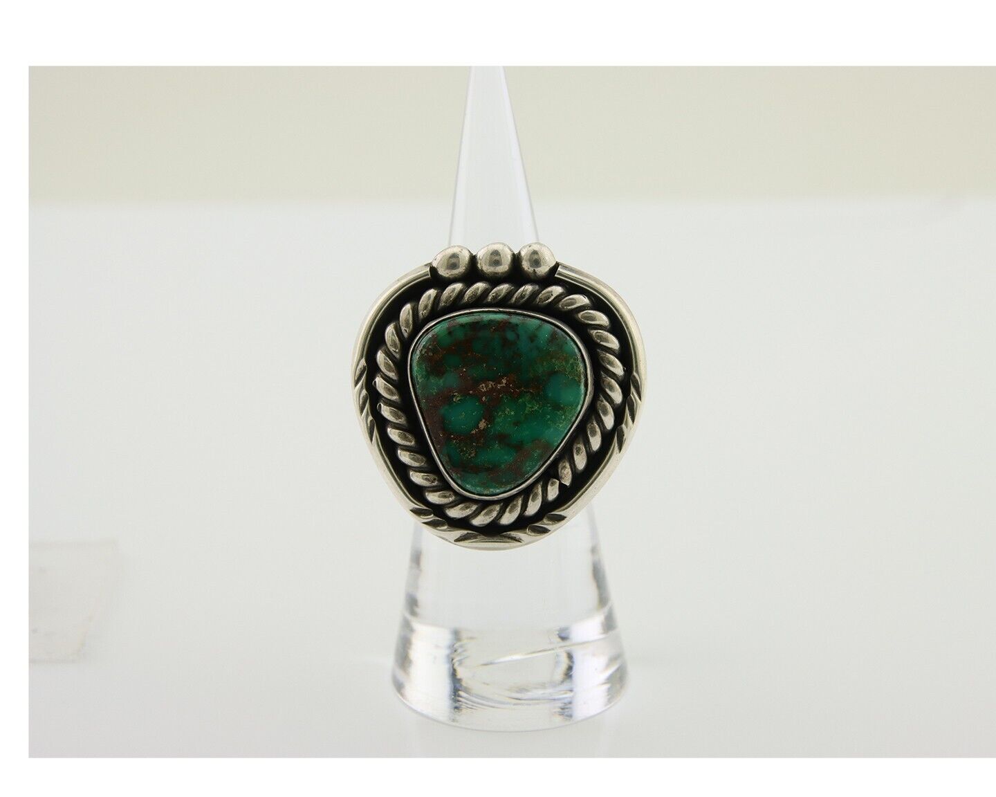 Navajo Ring 925 Silver Gem Grade Turquoise Native American Artist C.80's