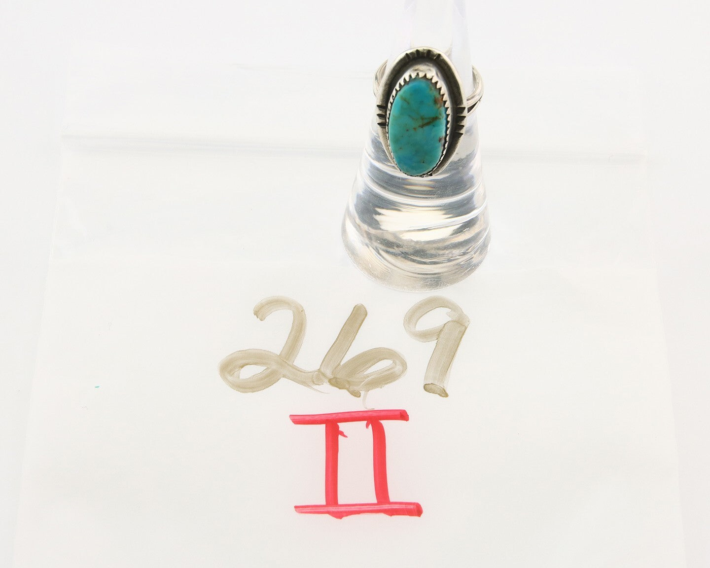 Navajo Ring 925 Sterling Turquoise Handmade Native Artist C.80's Size 4.75