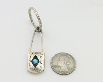 Navajo Hand Stamped Key Chain .925 Silver Handmade Native American Artist C.80's