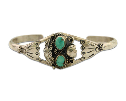 Navajo Bracelet 925 Silver Cuff Turquoise Handmade Native Artist C.80's