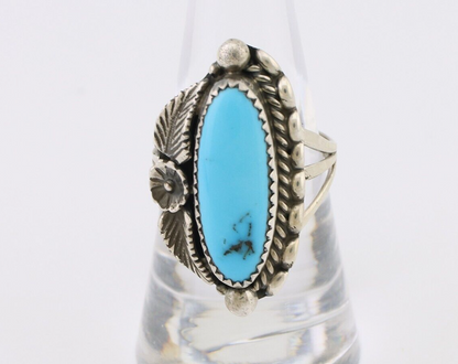 Navajo Ring 925 Silver Sleeping Beauty Turquoise Artist Signed SC C.80's