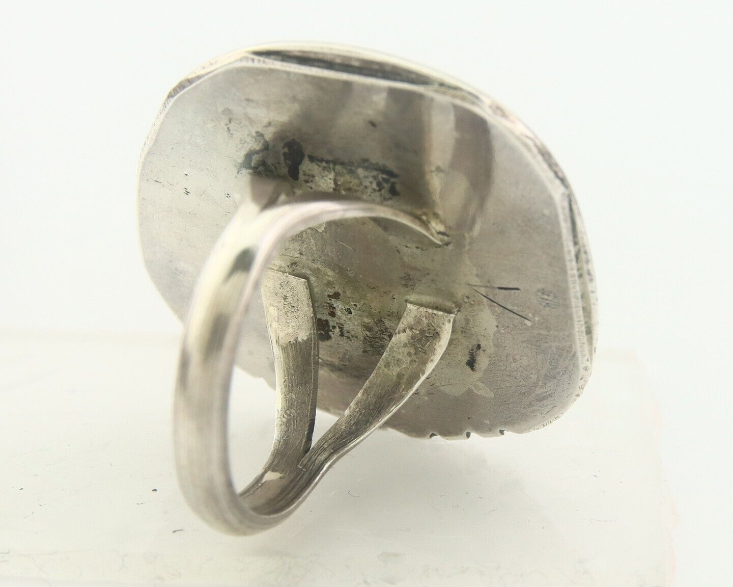 Navajo Ring 925 Sterling Turquoise Handmade Native Artist C.80's Size 6.5