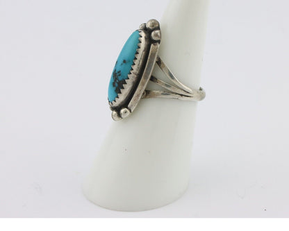 Navajo Ring .925 Silver Sleeping Beauty Turquoise Signed SkyStone Creations C80s