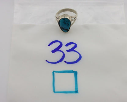 Navajo Ring 925 Silver Sleeping Beauty Turquoise Artist Signed SS C.80's