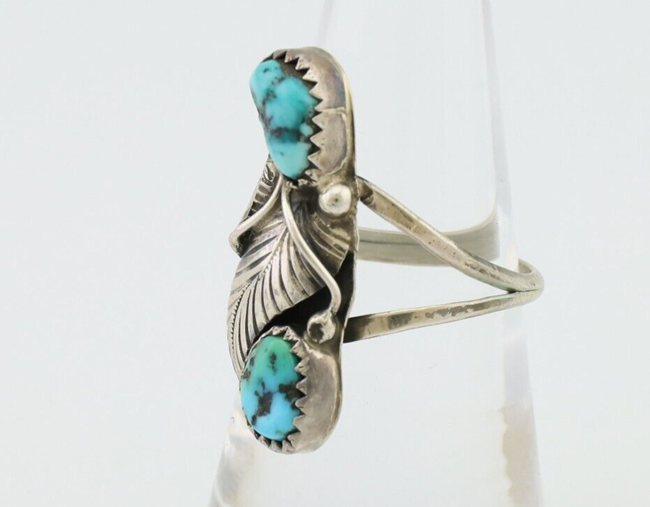 Navajo Handmade Ring 925 Silver Kingman Turquoise Native American Artist C.80's