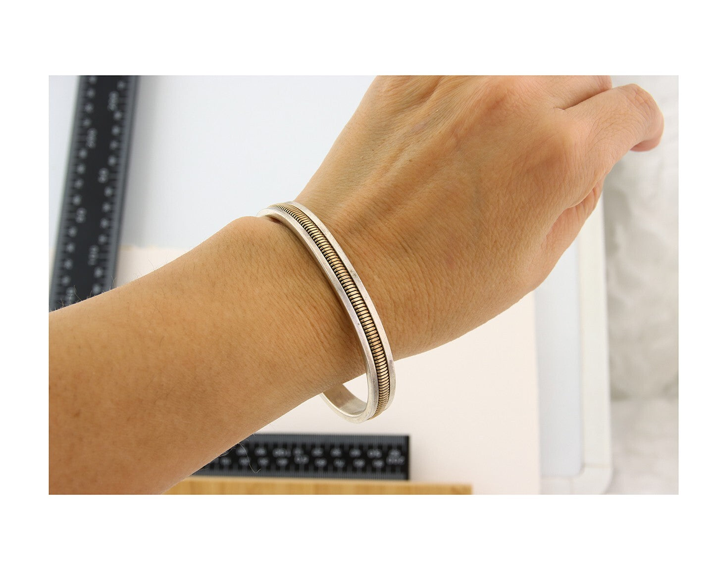 Navajo Bracelet 925 Silver & 12k Yellow Gold Filled Signed TAHE C.80's