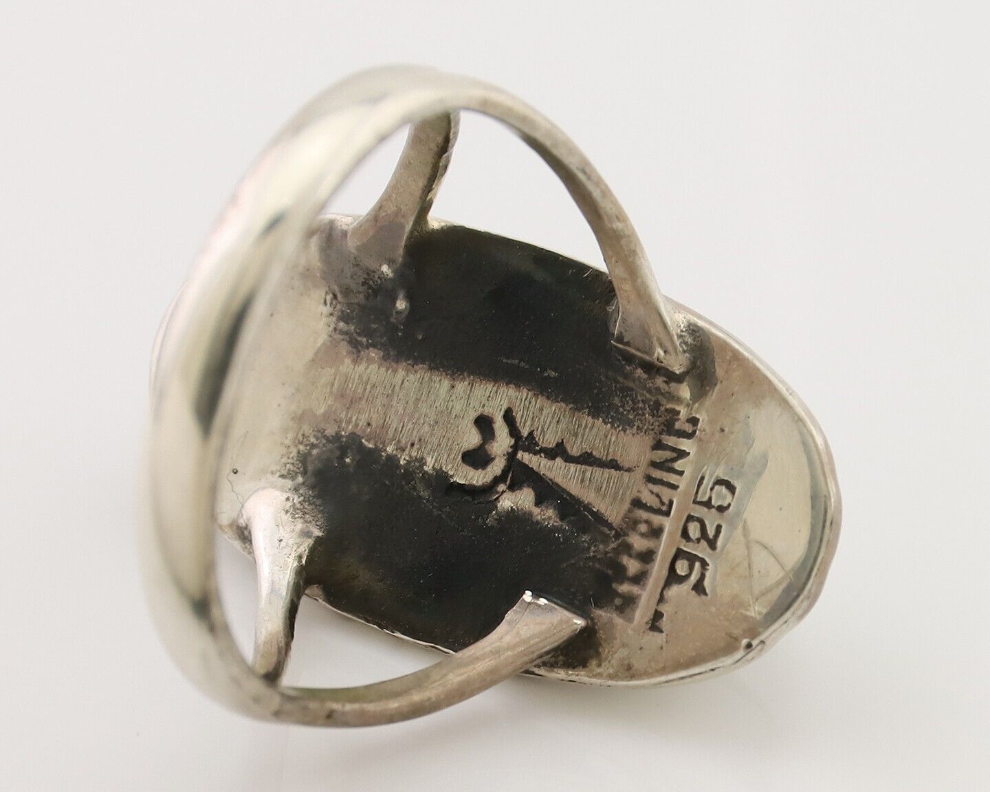 Navajo Handmade Ring 925 Silver Green Turquoise Artist Signed Kachina C.80's