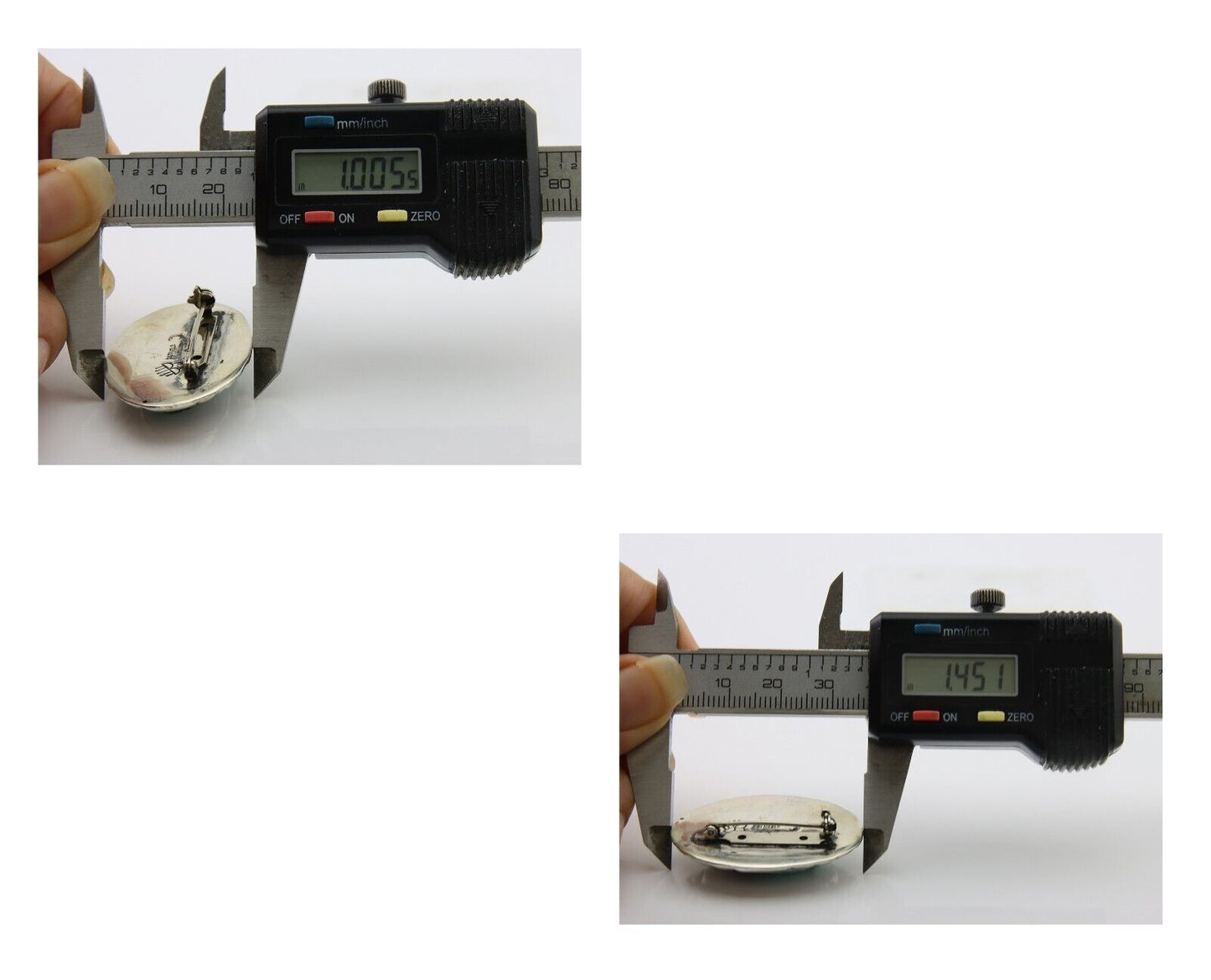 Navajo Pin 925 Silver Natural Mined Turquoise Artist Signed C Montoya C.80's