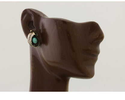 Navajo Earrings 925 Silver Natural Turquoise Native American Artist C.80's