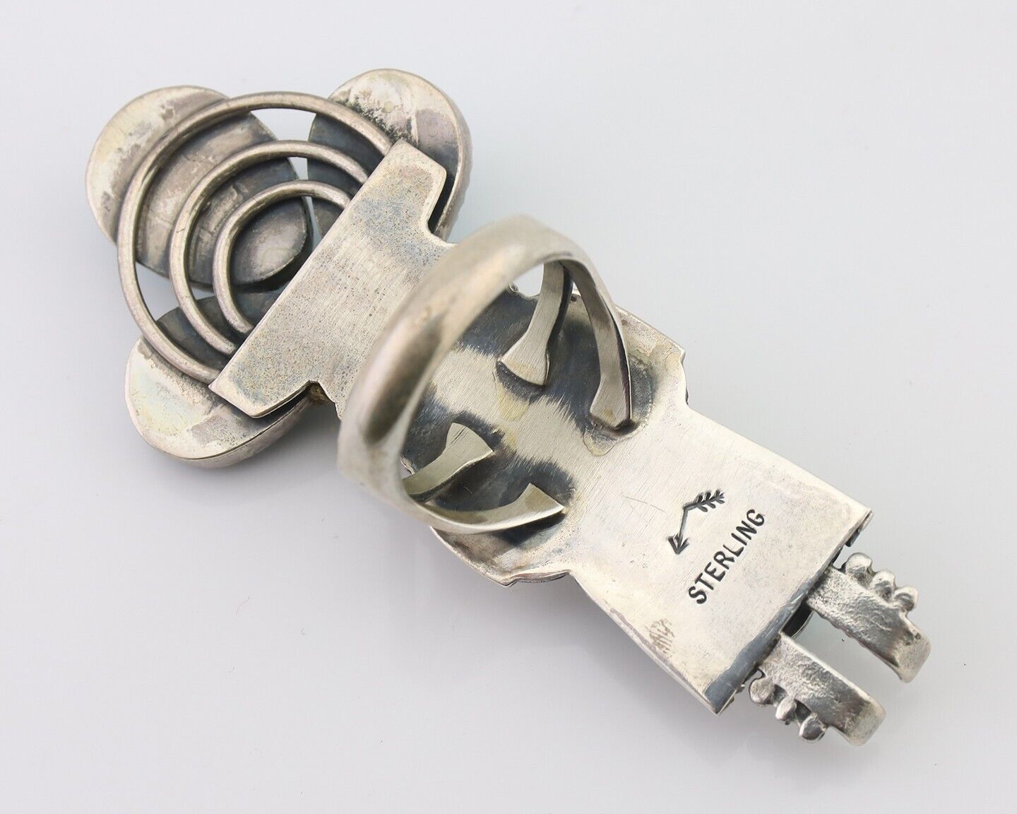 Navajo Kachina Ring 925 Silver Turquoise Artist Signed Broken Arrow C.80's