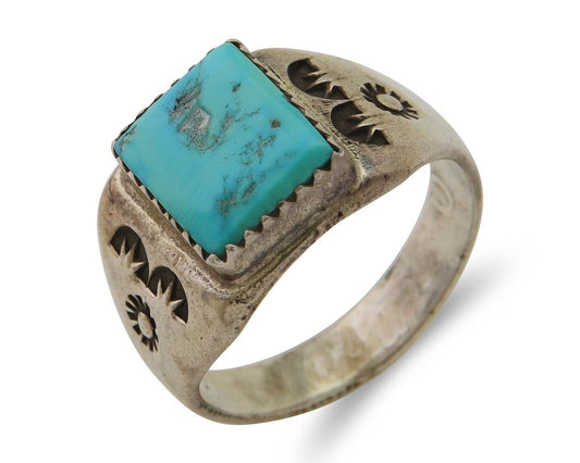 Navajo Handmade Ring 925 Silver Turquoise Native Artist C.80's