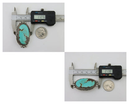 Navajo Pin Pendant 925 Silver Natural Blue Turquoise Artist signed SC C.80's