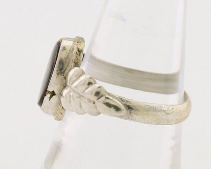 Navajo Handmade Ring 925 Silver Natural Fire Opal Native Artist Size 8.25 C.80's