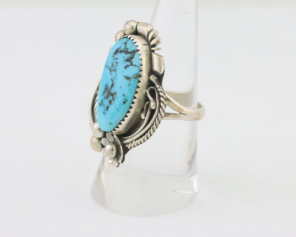 Navajo Ring 925 Silver Sleeping Beauty Turquoise Artist Signed L.M. C.80's