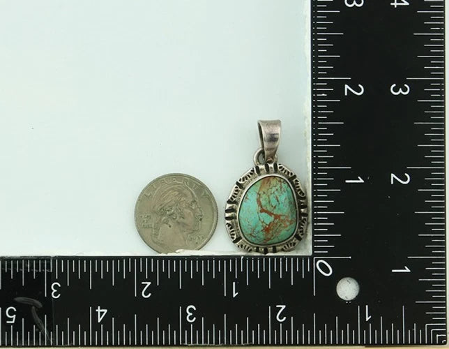 Navajo Pendant 925 Sterling Silver Natural Turquoise Vintage Artist Signed Gecko