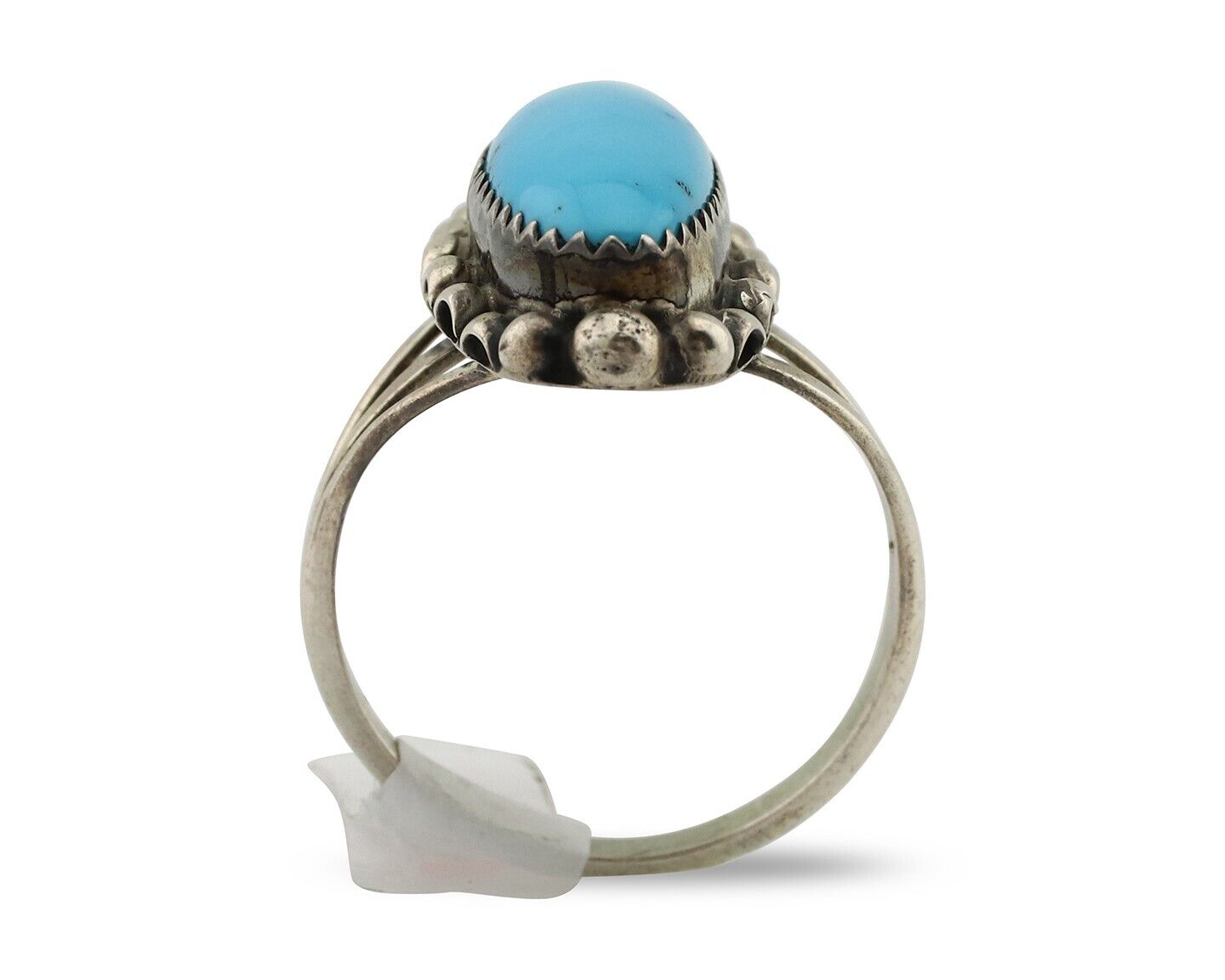 Navajo Ring 925 Silver Sleeping Beauty Turquoise Artist Signed SC C.80's