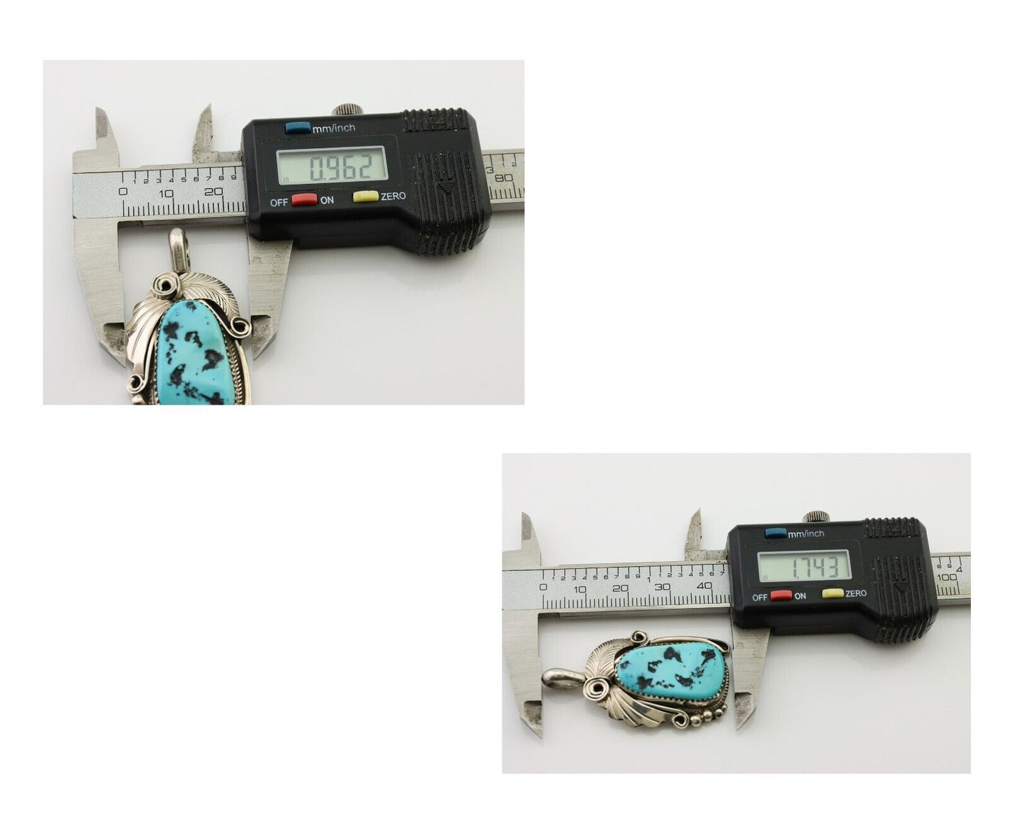 Navajo Pendant 925 Silver Sleeping B Turquoise Signed Justin Morris C.80's