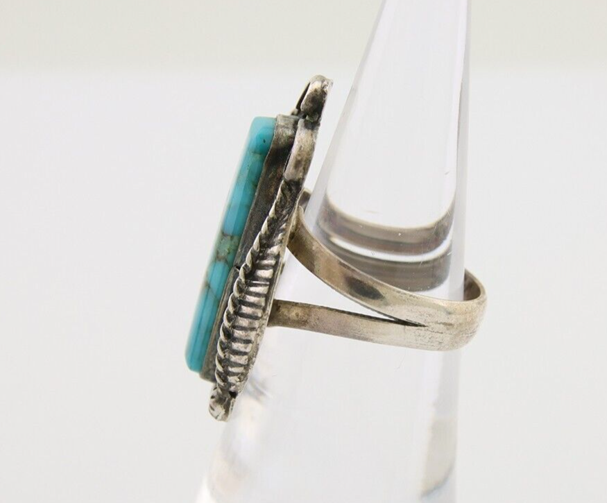 Navajo Handmade Ring 925 Silver Natural Turquoise Native Artist C.80's