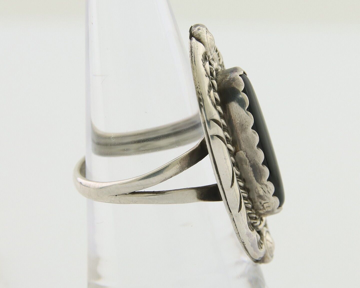 Navajo Handmade Ring 925 Silver Black Onyx Artist Signed V & N Edsitty C.80's