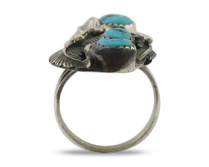 Navajo Ring 925 Silver Sleeping Beauty Turquoise Native American Artist C.80's