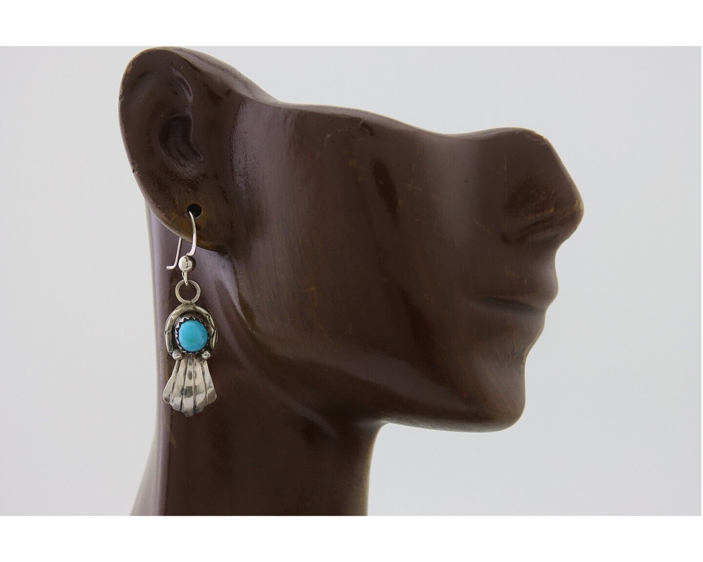 Navajo Earrings 925 Silver Blue Turquoise Artist Signed Kee Tsosie C.80's
