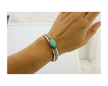 Navajo Cuff Bracelet 925 Silver Turquoise Cuff Native American Artist C.80's