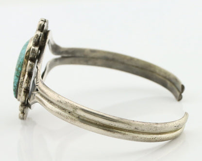 Navajo Bracelet 925 Silver Mine 8 Turquoise Artist Signed L Platero C.80's