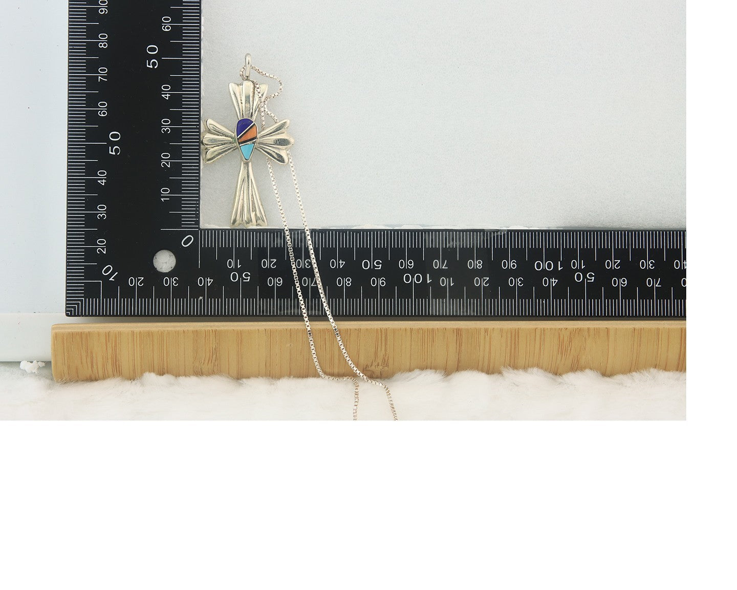 Navajo Cross Necklace Sterling Silver Authentic Natural Gemstones Signed M