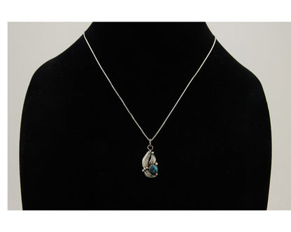 Navajo Necklace 925 Silver Natural Blue Turquoise Artist Signed Yazzie C.80's