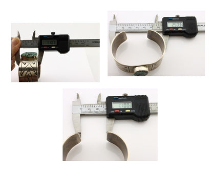 Navajo Bracelet 925 Silver Aqua Spiderweb Turquoise Artist Signed MG C.80's