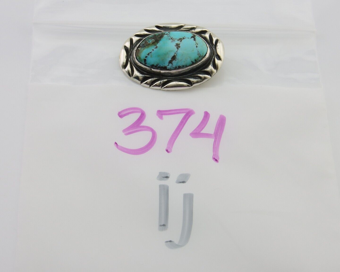 Navajo Pin 925 Silver Natural Mined Turquoise Artist Signed C Montoya C.80's