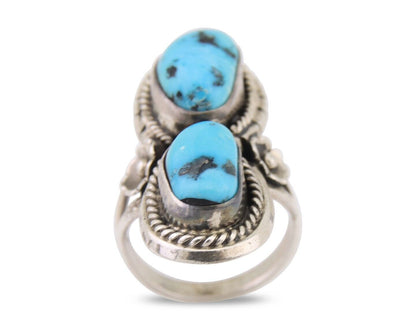Navajo Ring 925 Silver Natural Blue Turquoise Native American Artist C.80's