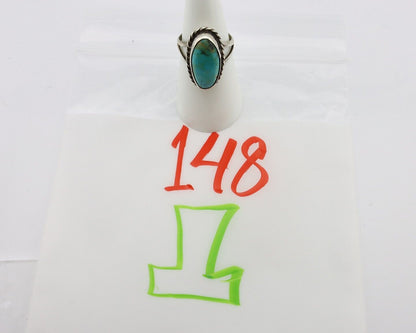 Navajo Ring 925 Silver Kingman Turquoise Artist Native American Signed C.80's