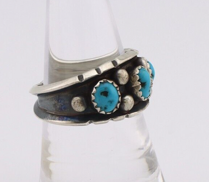 Navajo Ring 925 Silver Natural Blue Turquoise Native American Artist C.80's