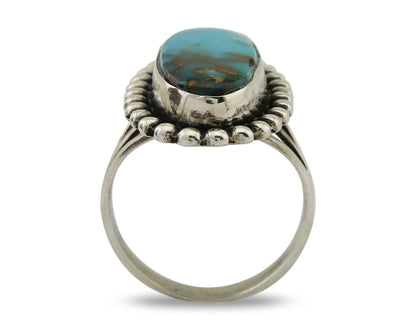 Navajo Shield Ring 925 Silver Arizona Turquoise Native Artist C.80's