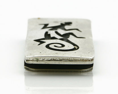 Navajo Money Clip .925 Silver & Nickle Hand Stamped Artist Pooyouma C.80's
