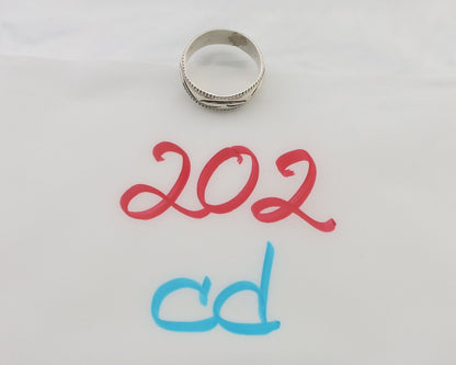 Navajo Hand Stamped Band 925 Silver 6.0 mm Native Artist Size 5.0 C.80's