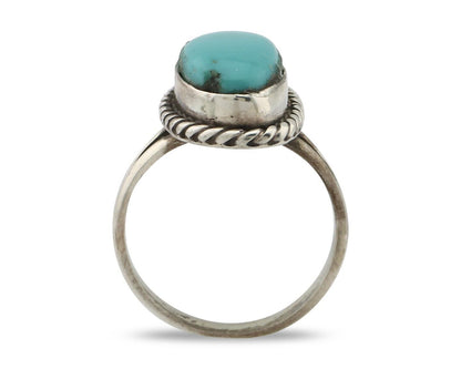 Navajo Ring 925 Silver Natural Kingman Turquoise Signed M Montoya C.80's