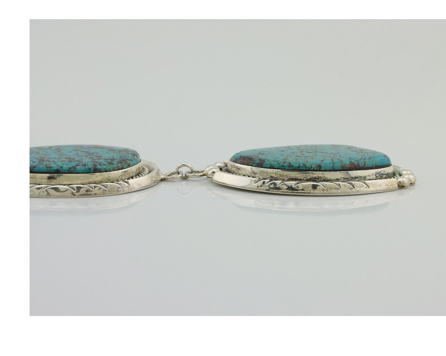 Navajo Squash Necklace 925 Silver Arizona Turquoise Signed Ben S C.80's