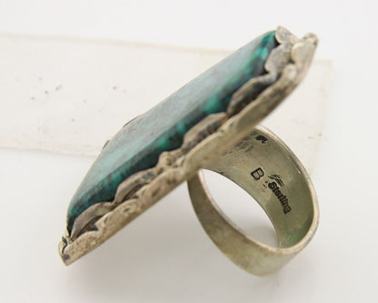 Navajo Ring 925 Sterling Natural Blue Turquoise Native Artist C.80's Size 7.5+