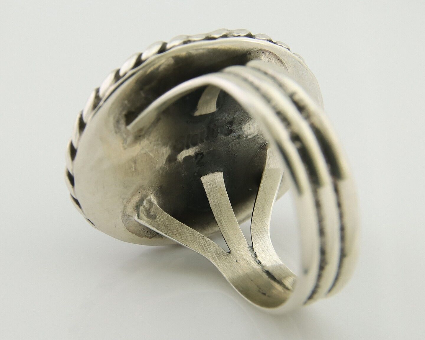 Navajo Ring 925 Silver Natural Malachite Native American Artist C.80's