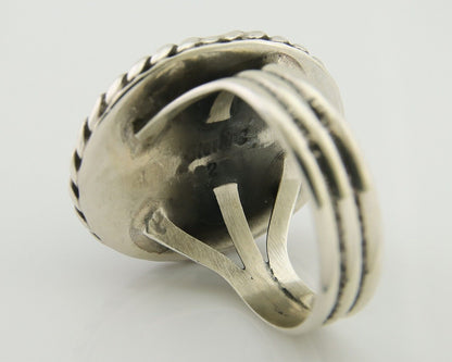 Navajo Ring 925 Silver Natural Malachite Native American Artist C.80's